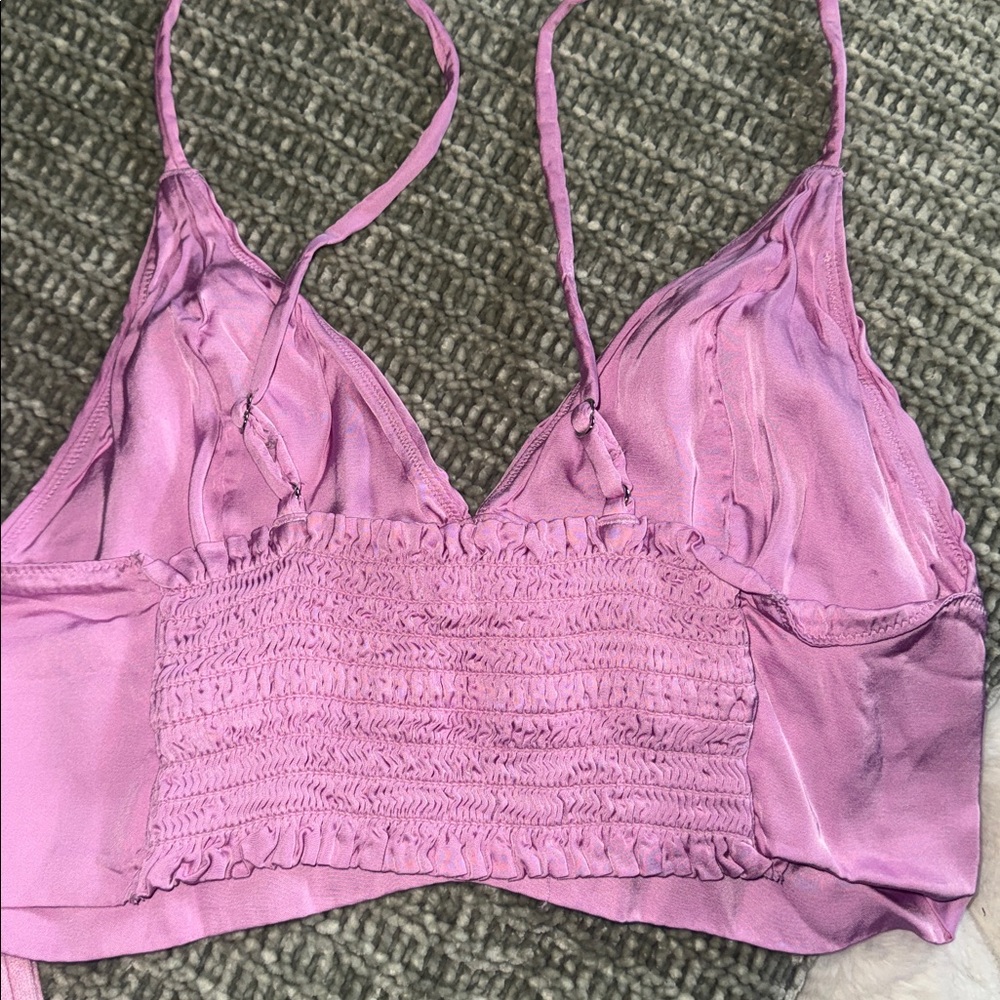 Aerie - Pink Ribbed Button-Up Cardigan and Satin Cami Set - Picture 7 of 7